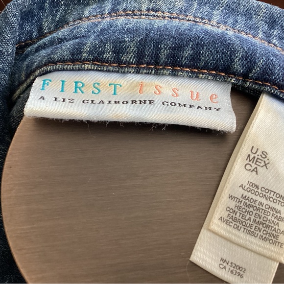 First Issue Liz Claiborne Vintage 2-Button 2-Pocket Denim Blazer Large - Picture 3 of 5